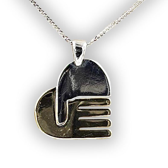 14K gold hand by hand heart