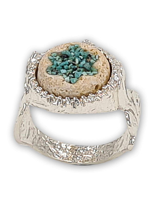 David star silver ring with Turquoise