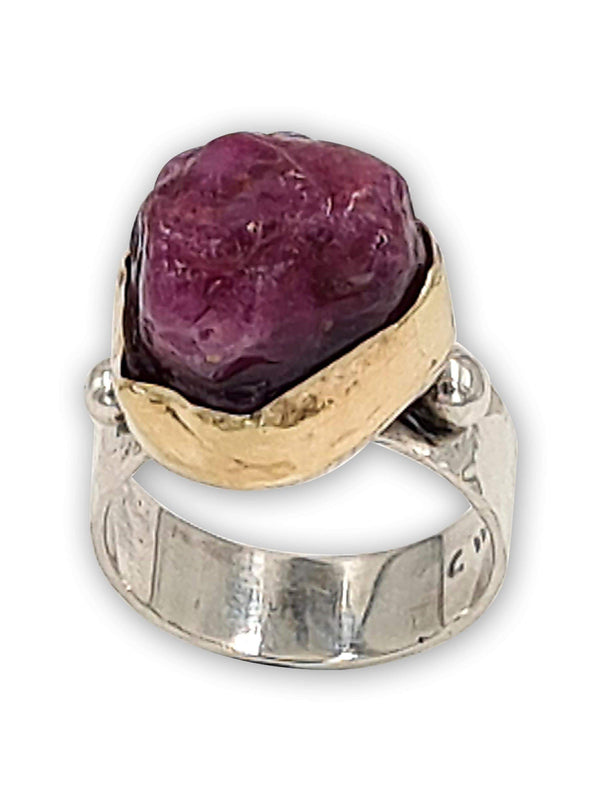 Two tone ring - raw Ruby