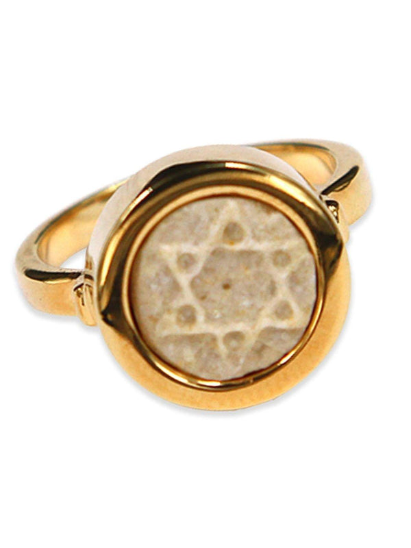 David star 14K vermeil ring – Gold Jerusalem stone