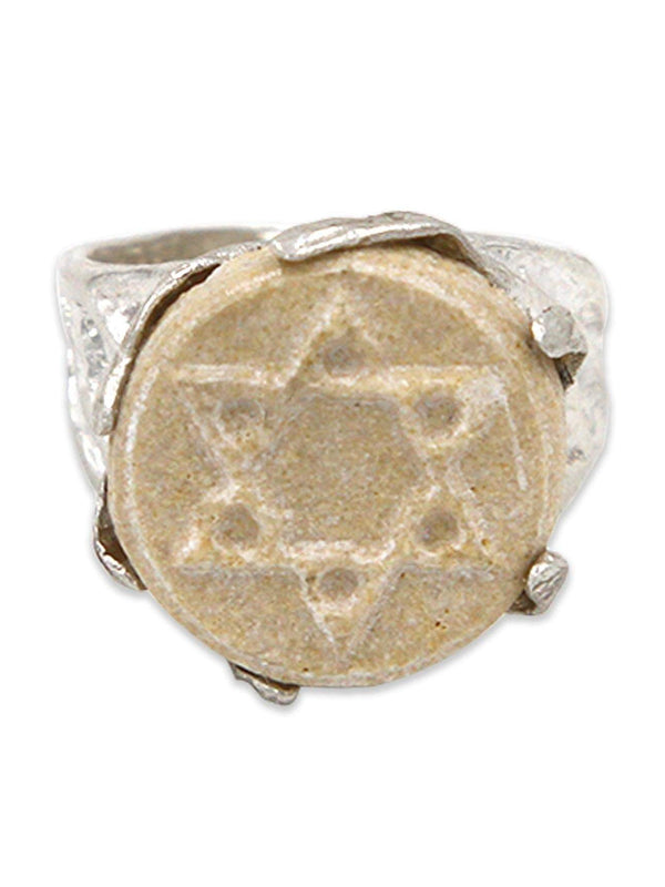 David star silver ring –Gold Jerusalem stone