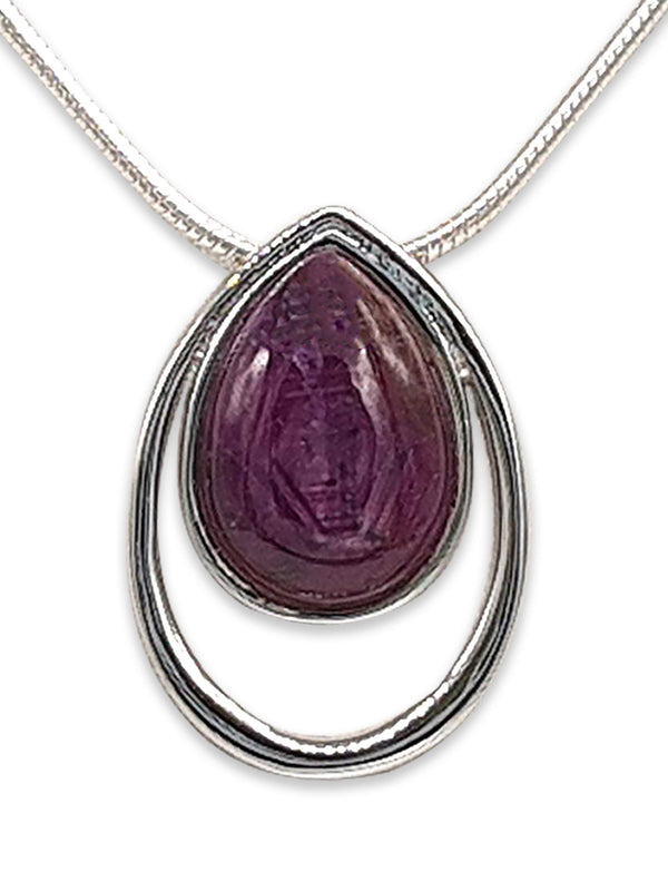 Drop shape silver pendant -Turquoise