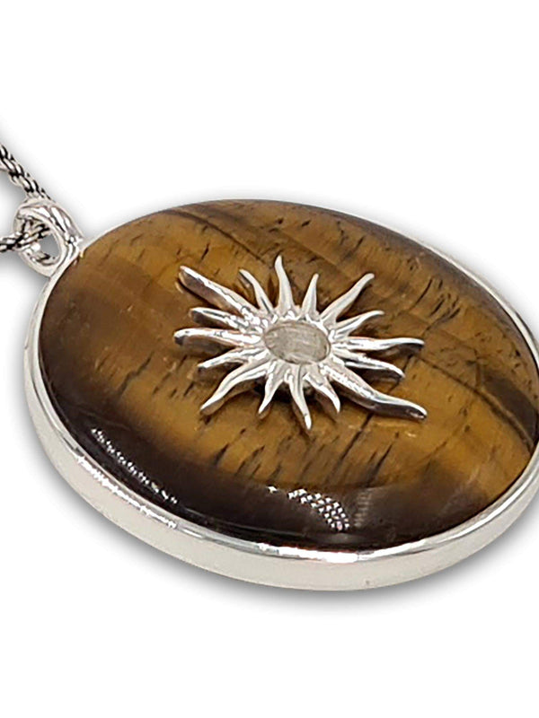 Tiger eye sun pendant