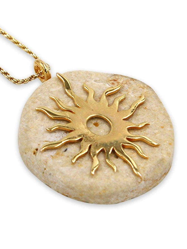 Sunrise 14K vermeil pendant- Gold Jerusalem Stone