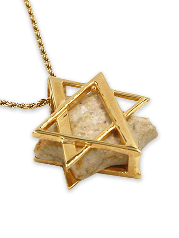 David star 14K Vermeil pendant - Gold Jerusalem Stone