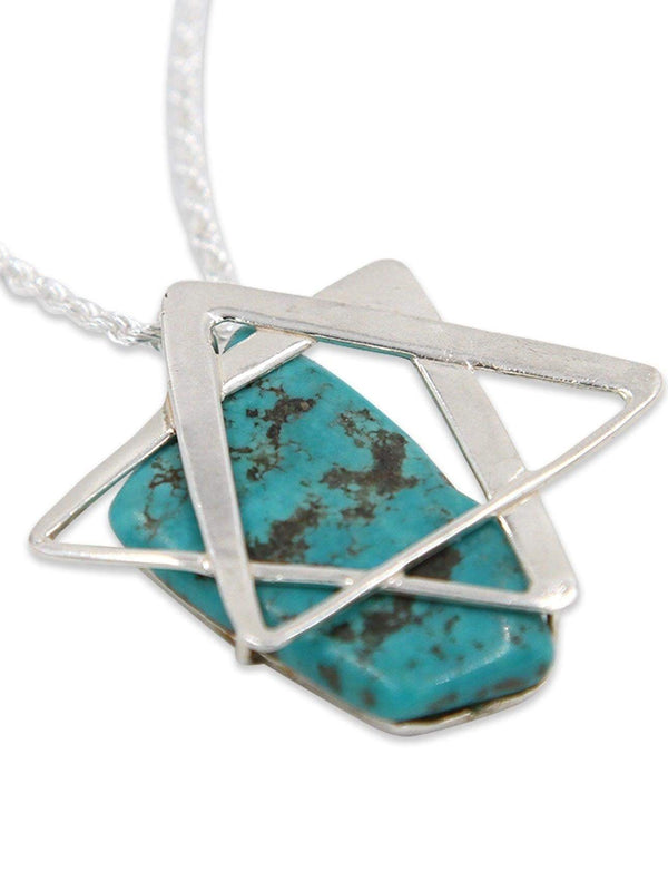 David star silver pendant - Turquoise stone