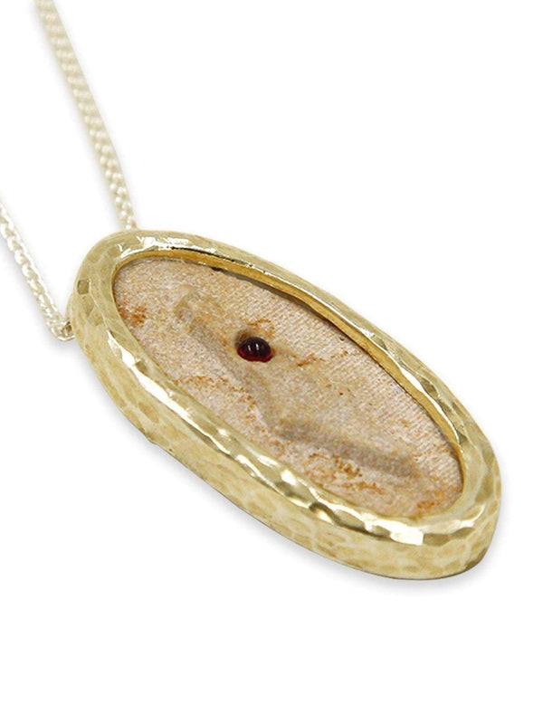 14K Vermeil Pendant in Israel map shape- Gold Jerusalem stone