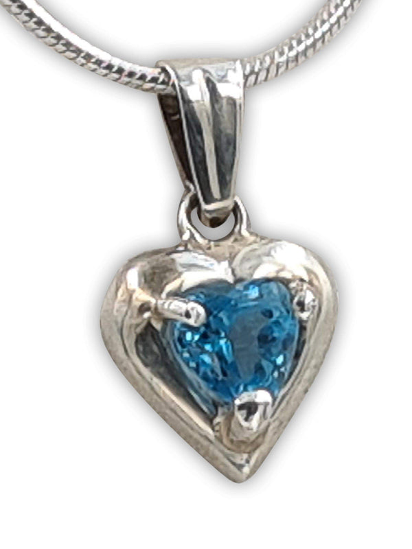 Heart shape silver pendant Blue Topaz