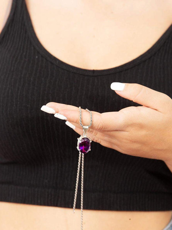 Amethyst dainty silver pendant