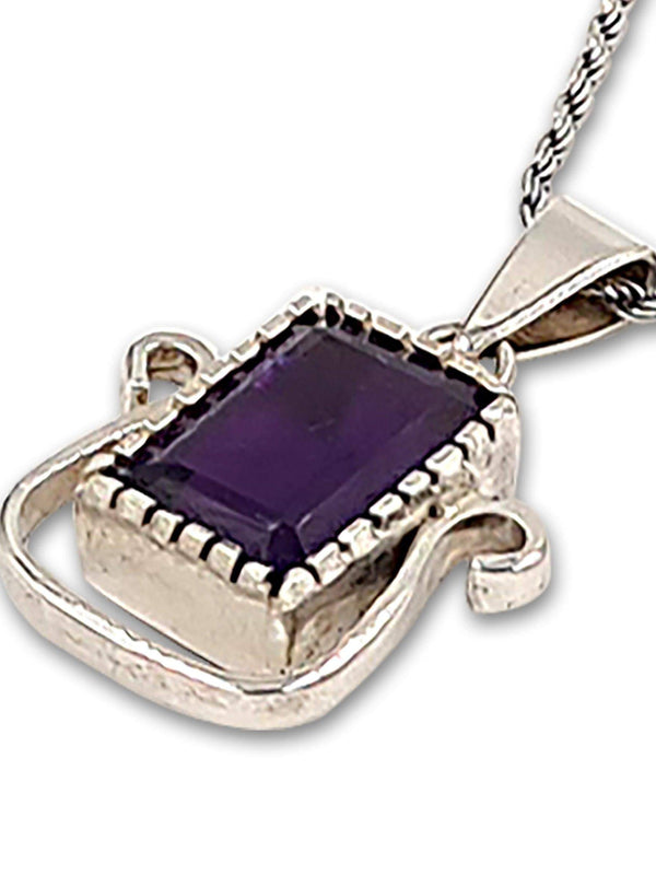 925 sterling silver Artisan pendant - Amethyst