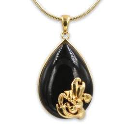 Rose Silver pendant - Onyx stone
