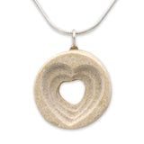 Heart shape silver pendant - Gold Jerusalem stone