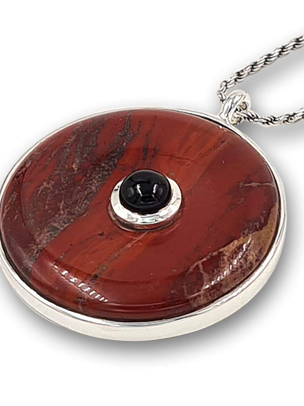 Red Jasper and Garnet pendant-Agat Art Design LTD-45,50,55,onyx,silver,STONE,tiger eye