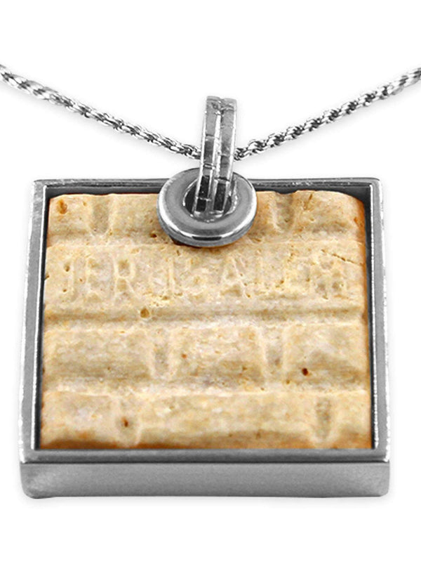 Western Wall silver pendant - Gold Jerusalem stone