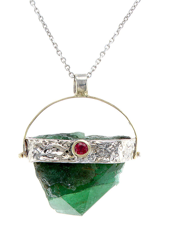 Raw emerald pendant