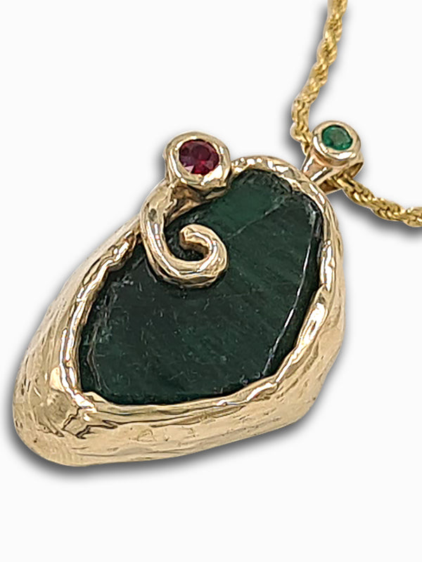 Emerald 14K gold handmade pendant