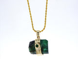 Raw Emerald 14K gold necklace