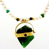 Raw Emerald Necklace with pearl