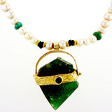 Raw Emerald Necklace with pearl