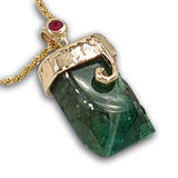 Raw Emerald with Ruby necklace