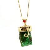 Raw Emerald with Ruby necklace