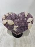 Amethyst heart combined with white calcite