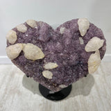 Amethyst heart combined with white calcite