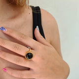 925 silver ring - Onyx stone-Chen Winkler Jewelry Artist-onyx,silver,STONE,turquoise