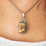 Spiral silver pendant Agat Botswana