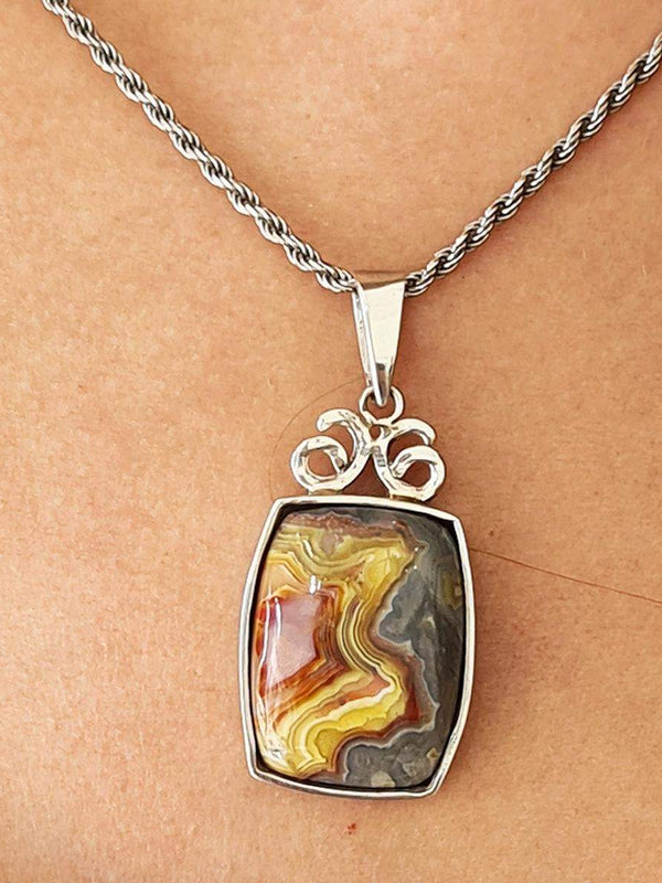 Spiral silver pendant Agat Botswana-Agat Art Design LTD-45,50,55,agate,silver,STONE