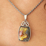 Spiral silver pendant Agat Botswana