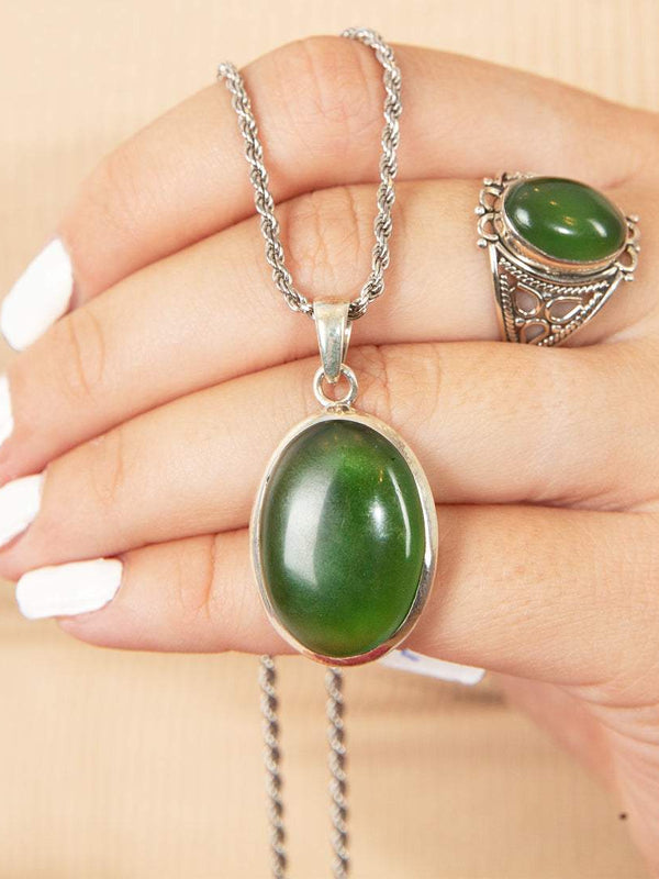 925 silver filigran ring - Jade