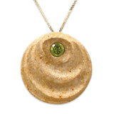 Wave14K Gold pendant - Gold Jerusalem Stone and peridot.
