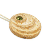 Wave14K Gold pendant - Gold Jerusalem Stone and peridot.-Agat Art Design LTD-45,50,55,gold
