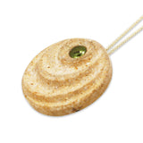 Wave14K Gold pendant - Gold Jerusalem Stone and peridot.