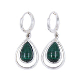 Drop shape silver earring - Malachite stone