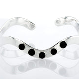 Silver wave Bracelet  Ruby-Agat Art Design LTD-925 silver bracelet,Bracelet for her,december birth,December birth stone,gift for her,handmade jewelry,july birthstone,Natural Black Onyx,Onyx  bracelet for women,Ruby,silver bangel