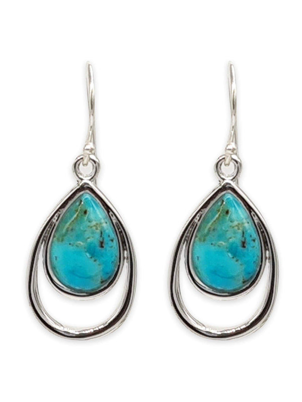 Tear drop silver earring- Turquoise