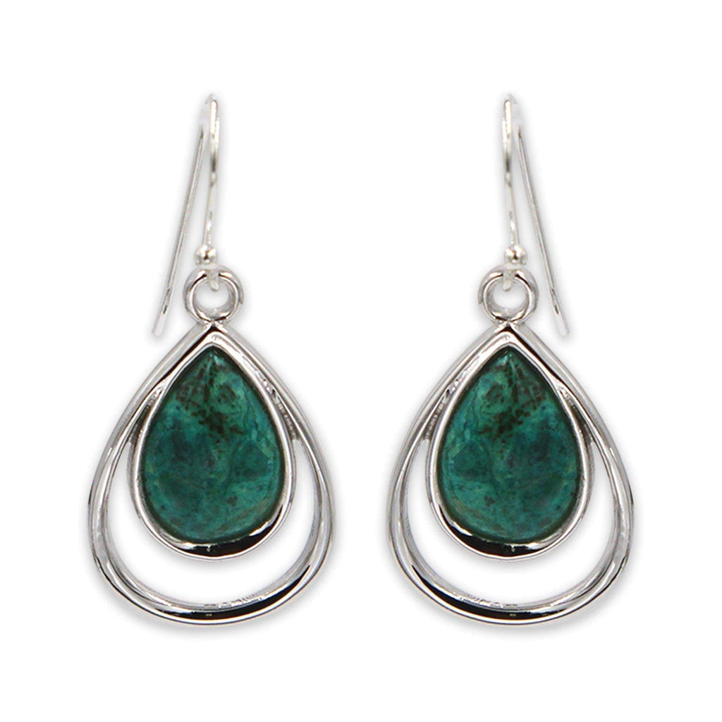 Tear drop silver earring- Turquoise