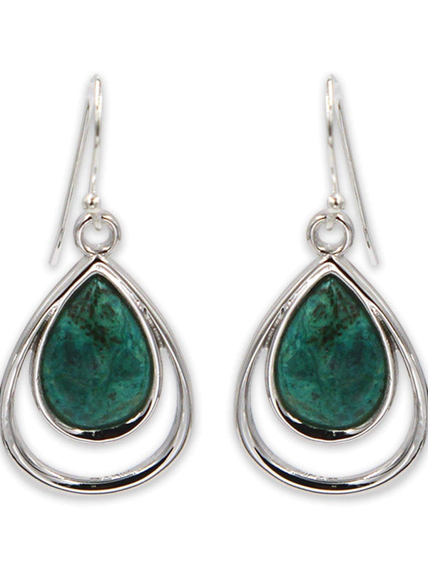 Tear drop silver earring- Turquoise