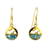 14 Karat gold plated earrings with Roman Glass
