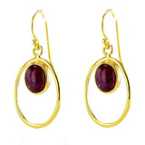 14 Karat gold plated earrings with Ruby