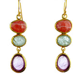 14 Karat gold plated earrings with Mix stones