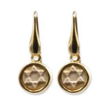 David star earring- gold jerusalem stone
