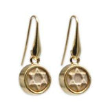 David star earring- gold jerusalem stone