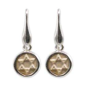 David star earring- gold jerusalem stone