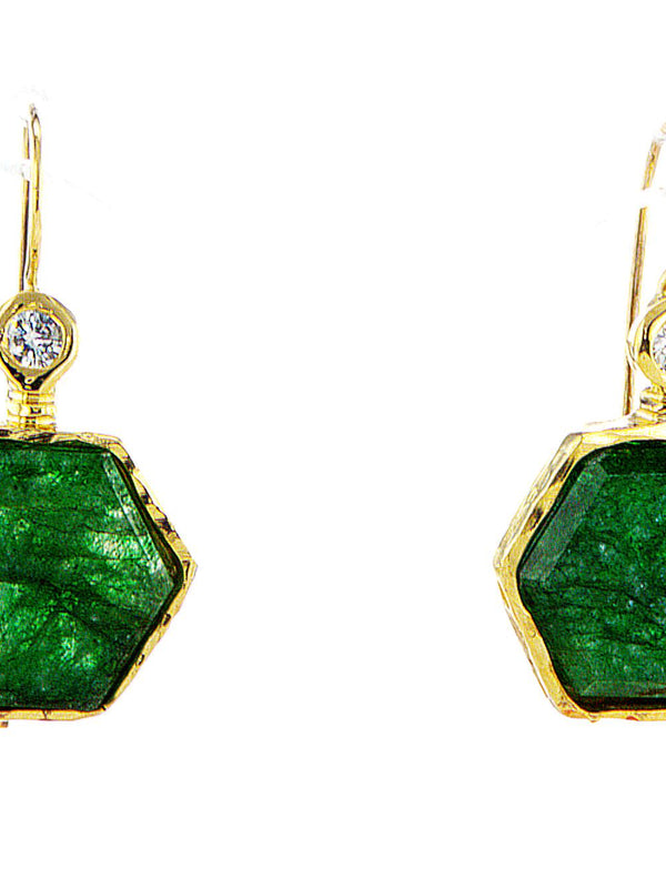 Emerald 14K gold erring