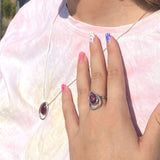 Teardrop shape silver ring Turquoise-Chen Winkler Jewelry Artist-Lapis,onyx,Ruby,silver,STONE,turquoise