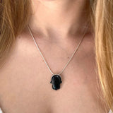 Hamsa Silver pendant - Onyx stone-Agat Art Design LTD-45,50,55,silver