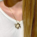 David star silver pendant - Volcanic stone-Agat Art Design LTD-45,50,55,silver,vermeil